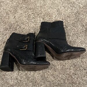 Freebird Black Ankle Boots with Buckle Detail